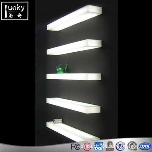5 Tier LED Lighted Floating Bar Shelving with Wine Glass Rack